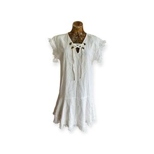 Steele Label Alexa white dress linen short sleeve new  medium